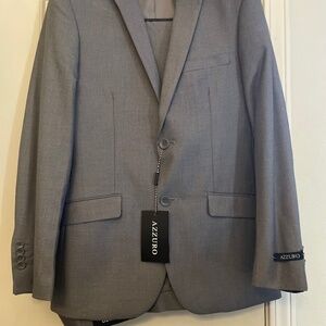 AZZURO 2 PC MID GRAY SUIT FOR MEN FORMAL SUITS FOR ALL OCASSIONS M276S-03 34S/28